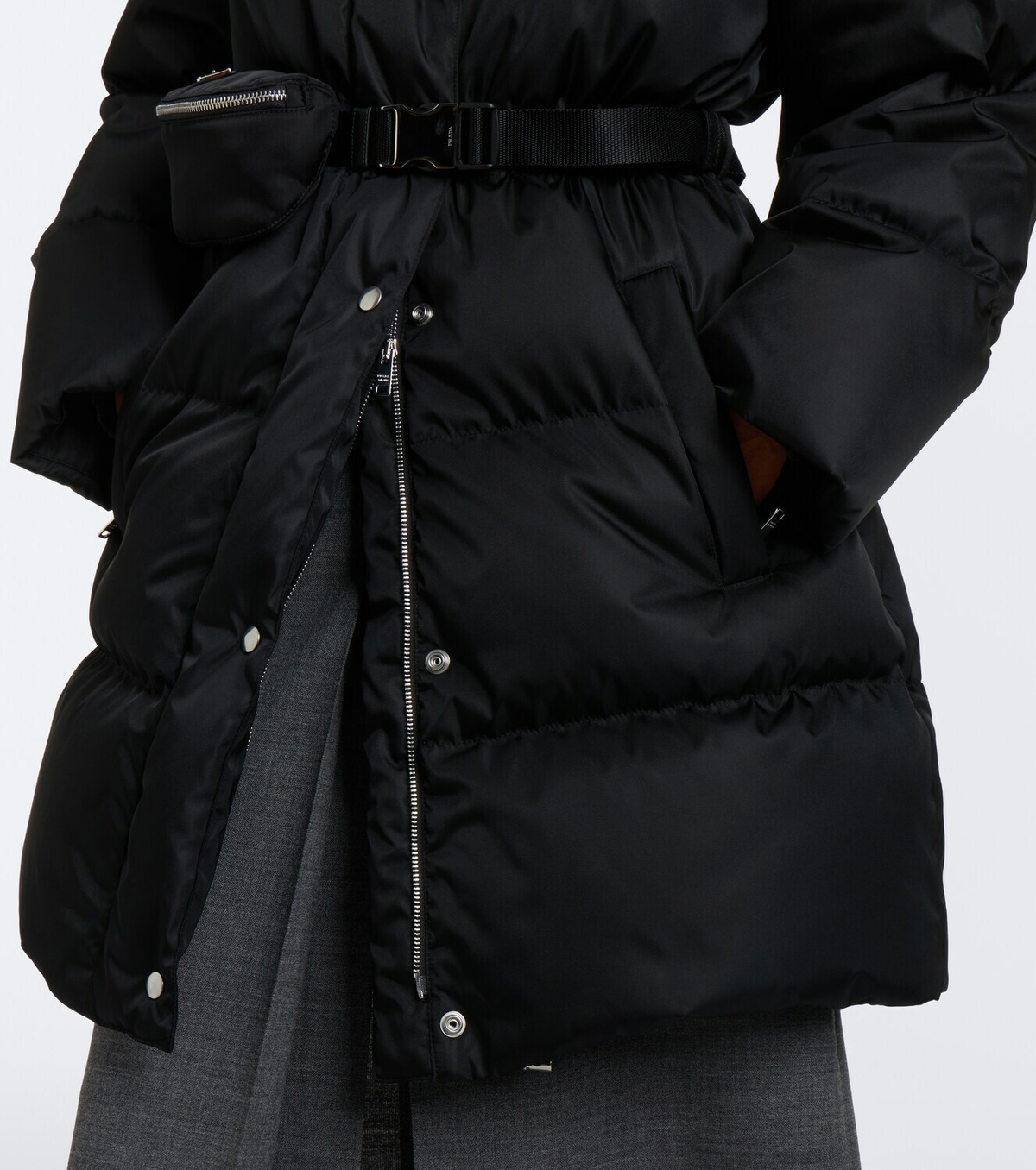 Prada Belted hooded Re-Nylon down coat