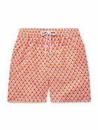 Anderson & Sheppard - Slim-Fit Straight-Leg Mid-Length Printed Swim Shorts - Orange