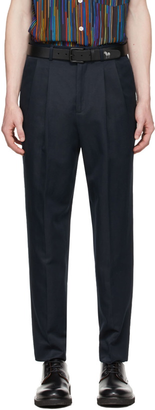 Photo: PS by Paul Smith Navy Cotton & Linen Chino Trousers