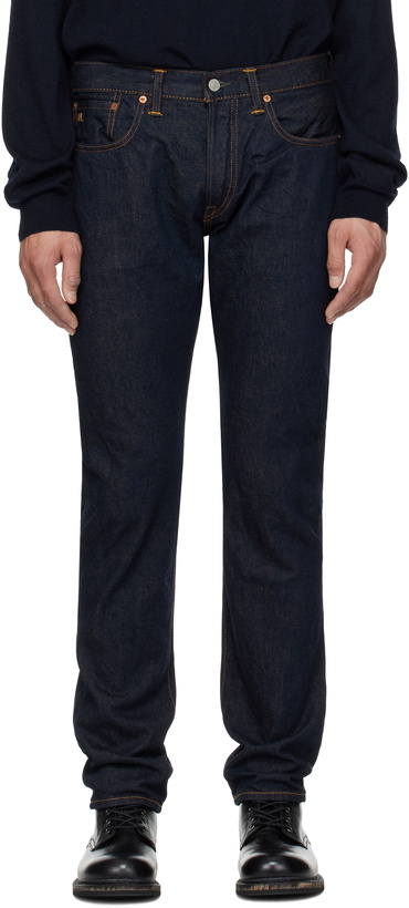 Photo: RRL Navy Slim Fit Once-Washed Selvedge Jeans