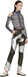 BARRAGÁN Brown & Silver Cosmic Spiral Faux-Leather Trousers