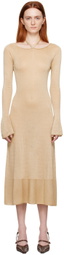 JUNEYEN Beige Open Back Midi Dress