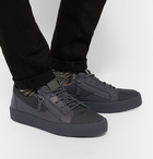 Giuseppe Zanotti - Leather and Mesh Sneakers - Men - Dark gray