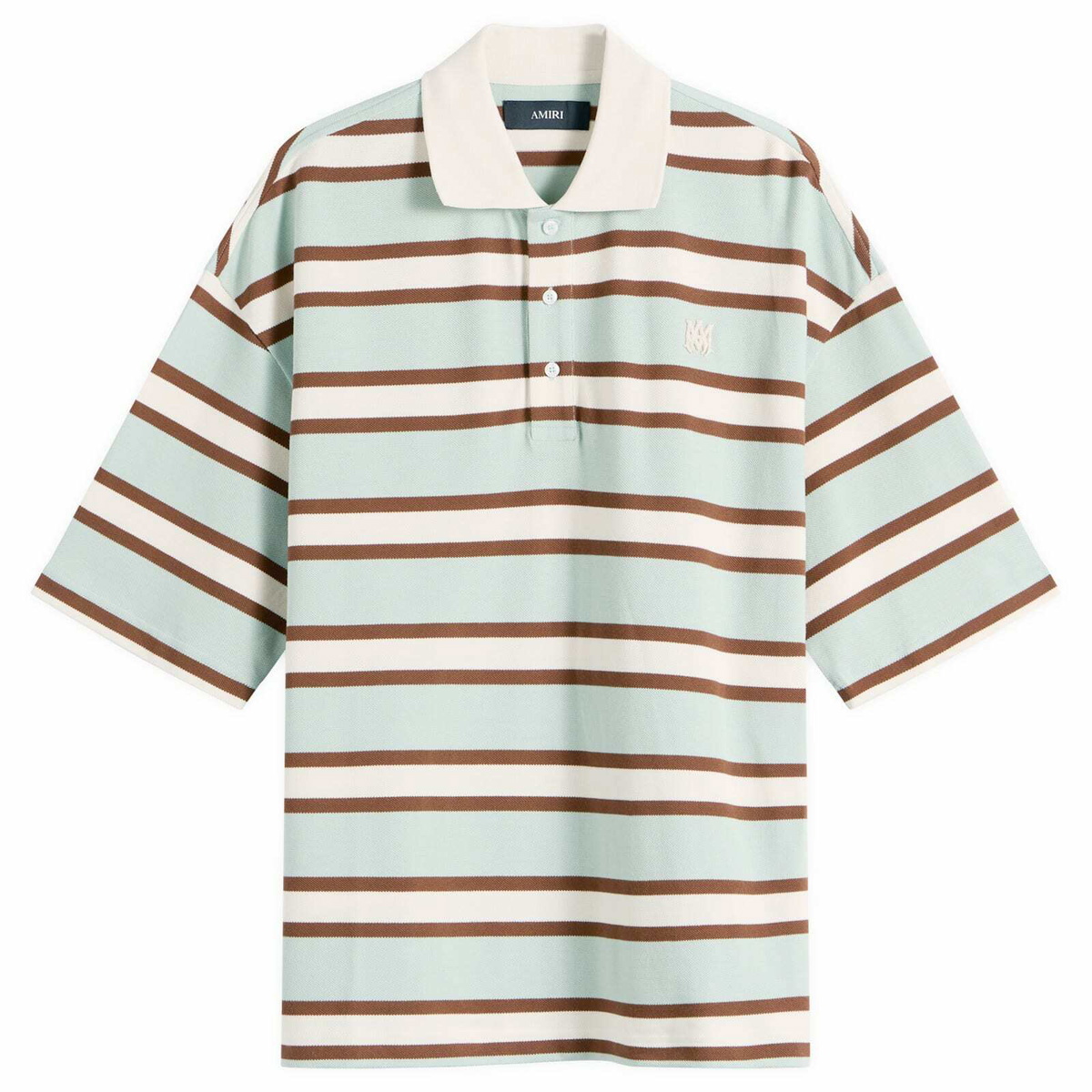 Amiri Men's MA Stripe Skate Polo in Powder Teal
