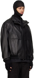 Juun.J Black Paneled Leather Jacket
