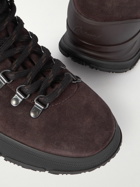Brioni - Faux Fur-Trimmed Suede Hiking Boots - Brown