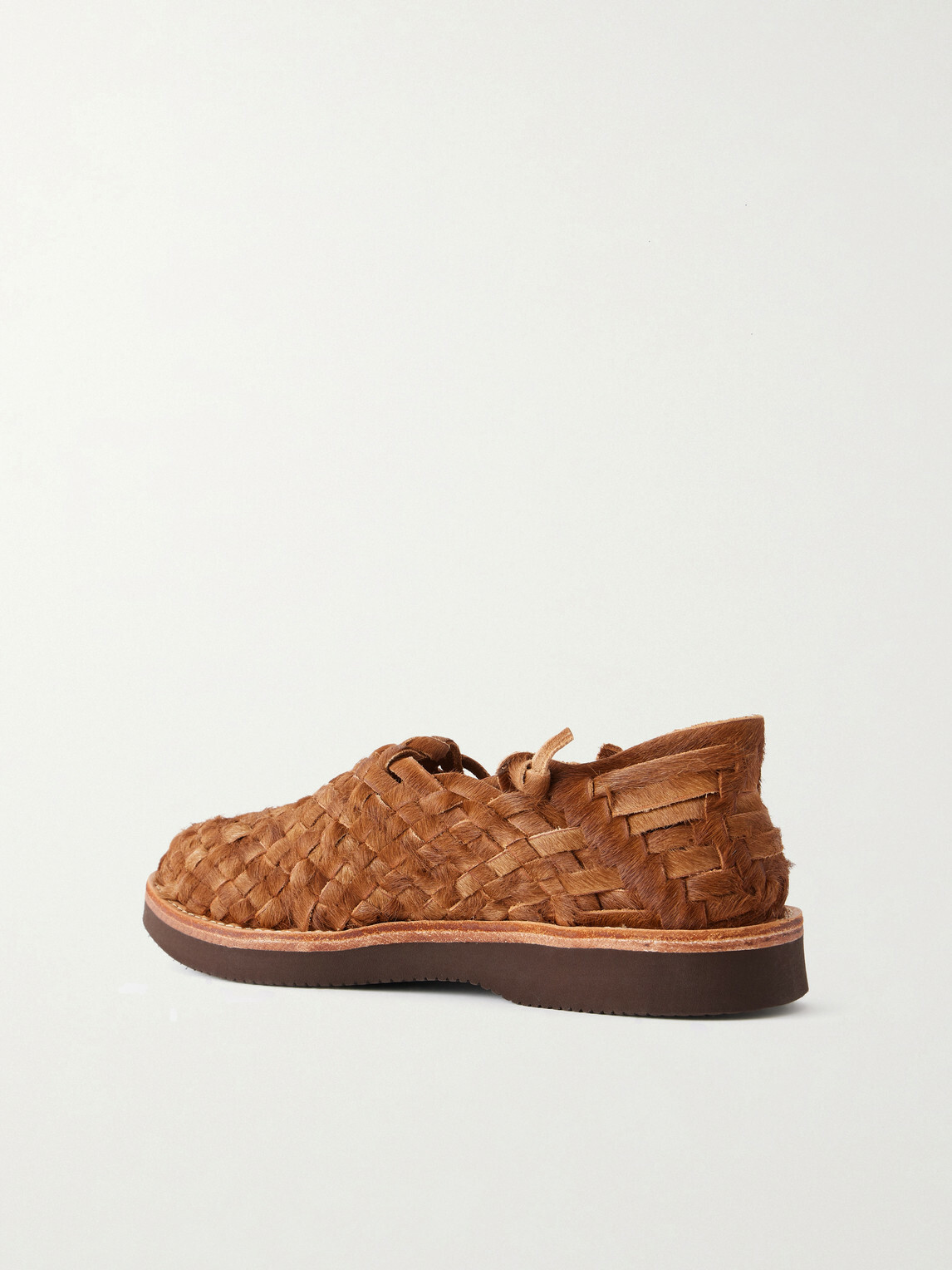 Yuketen - Woven Calf Hair Huarache Sandals - Brown