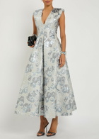 Huishan Zhang Kyle Metallic-jacquard Midi Dress Silver