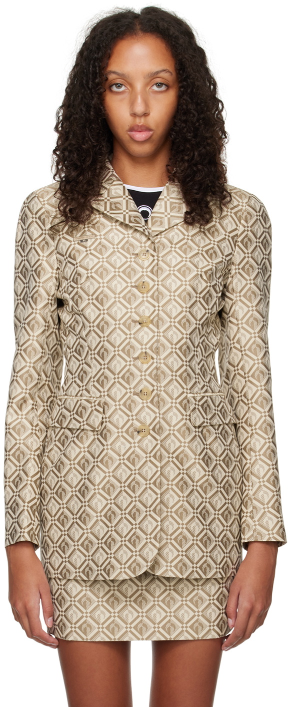 Marine Serre Beige Jacquard Blazer