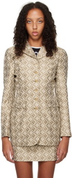 Marine Serre Beige Jacquard Blazer