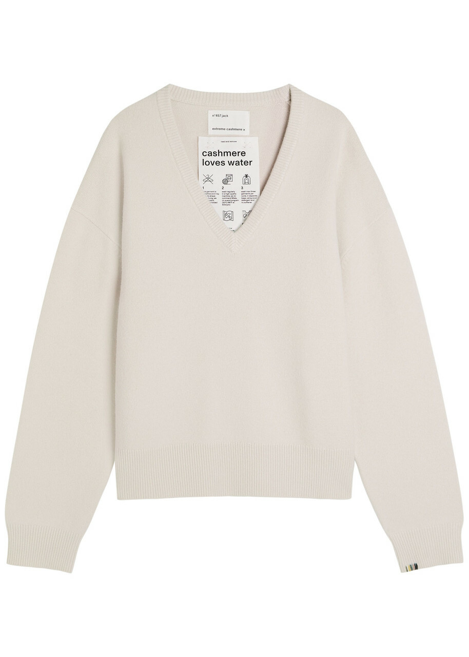 Extreme Cashmere N°457 Jack V-neck Cashmere-blend Jumper - Light Grey - One Size