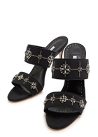 Manolo Blahnik Ralota 90 Crystal-embellished Crepe de Chine Mules Black