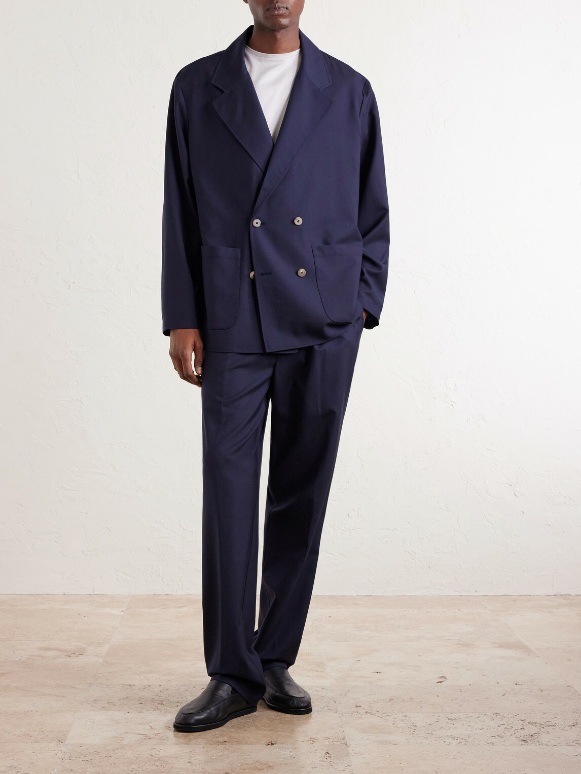 De Bonne Facture - Double-Breasted Wool Suit Jacket - Blue