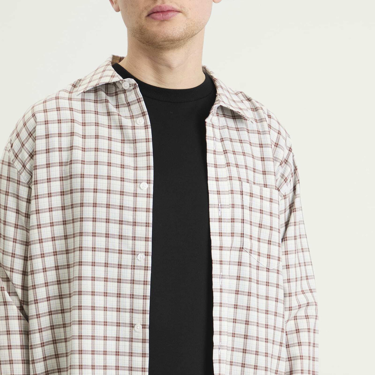 Palmes Men's Cotton Merino Shirt in White/Brown
