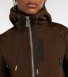 Sacai Paneled cotton-blend fleece zip-up hoodie