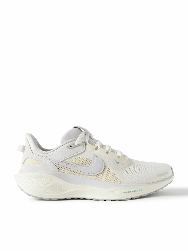 Photo: NIKE RUNNING - Air Zoom Pegasus 41 SP Mesh, Nubuck and Leather Running Sneakers - Gray