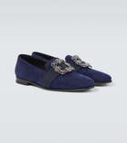 Manolo Blahnik Carlton embellished suede loafers