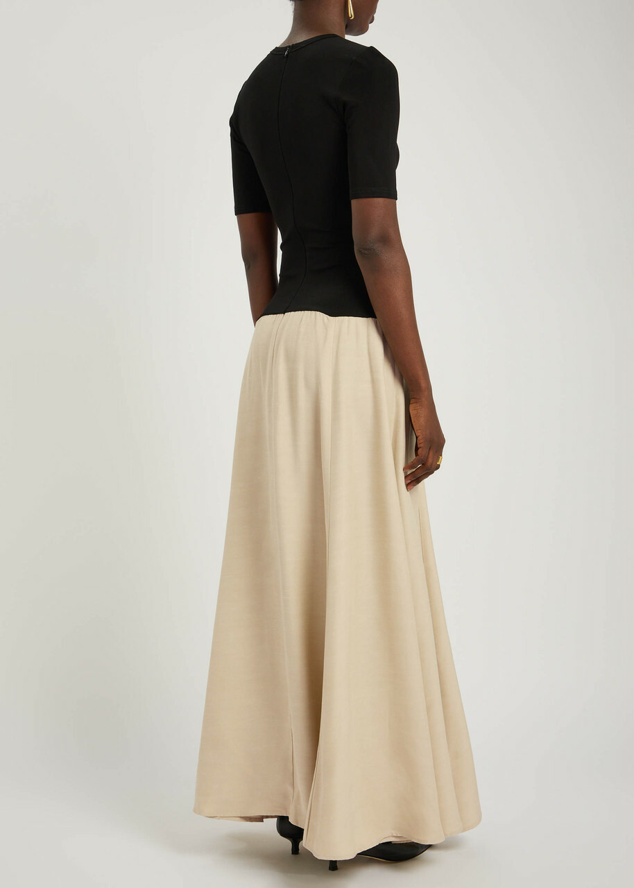 Esse Studios Tee Duo Knit and Sateen Maxi Dress Black