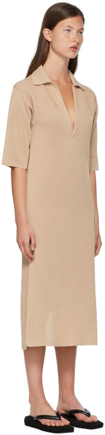 AURALEE Beige Flat Yarn Rib Knit Skipper Dress Auralee