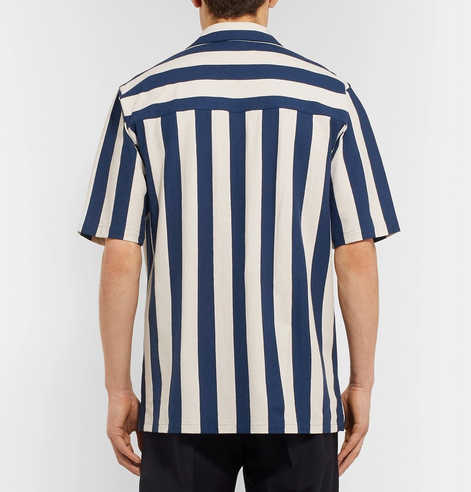 AMI Paris Blue & White Camp Collar Shirt