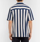 AMI - Slim-Fit Camp-Collar Striped Cotton Shirt - Blue