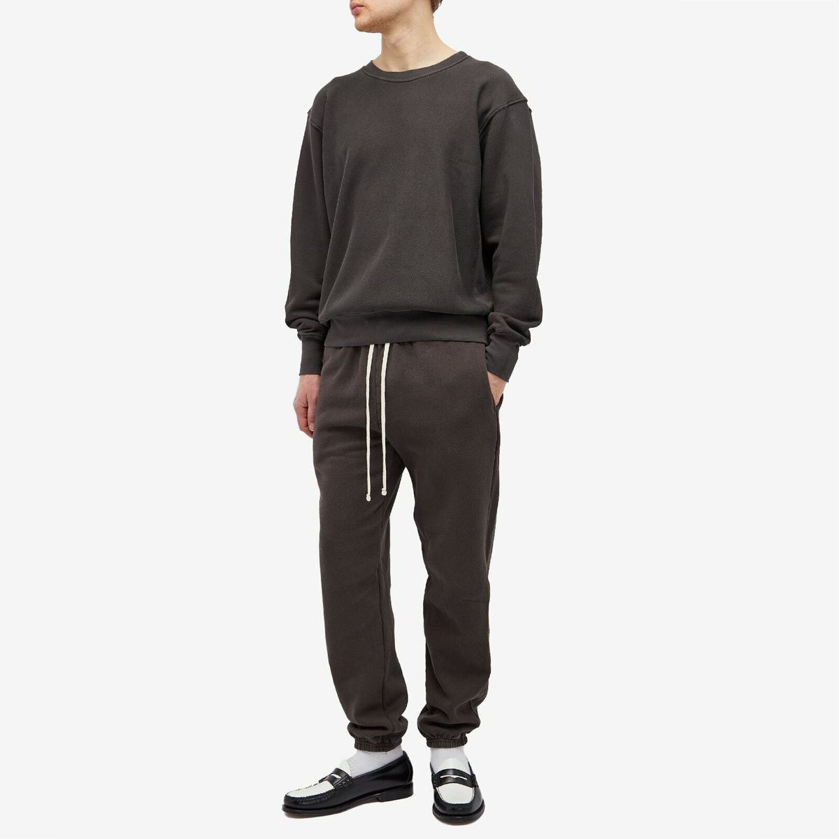 Les Tien Men's Heavyweight Crop Crew Sweat in Vintage Black