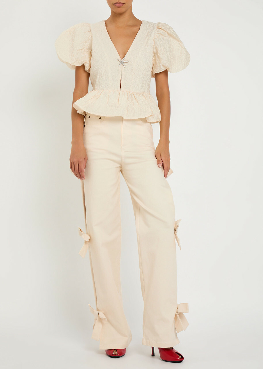 Sister Jane Bay Bow-appliquéd Straight-leg Jeans White