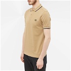 Fred Perry Men's Slim Fit Twin Tipped Polo Shirt in Warm Stone/Snow White/Black