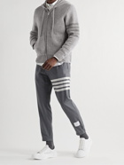 Thom Browne - Striped Textured Wool and Cashmere-Blend Zip-Up Hoodie - Gray