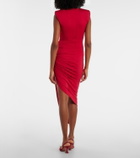 Area Asymmetric embellished midi dress