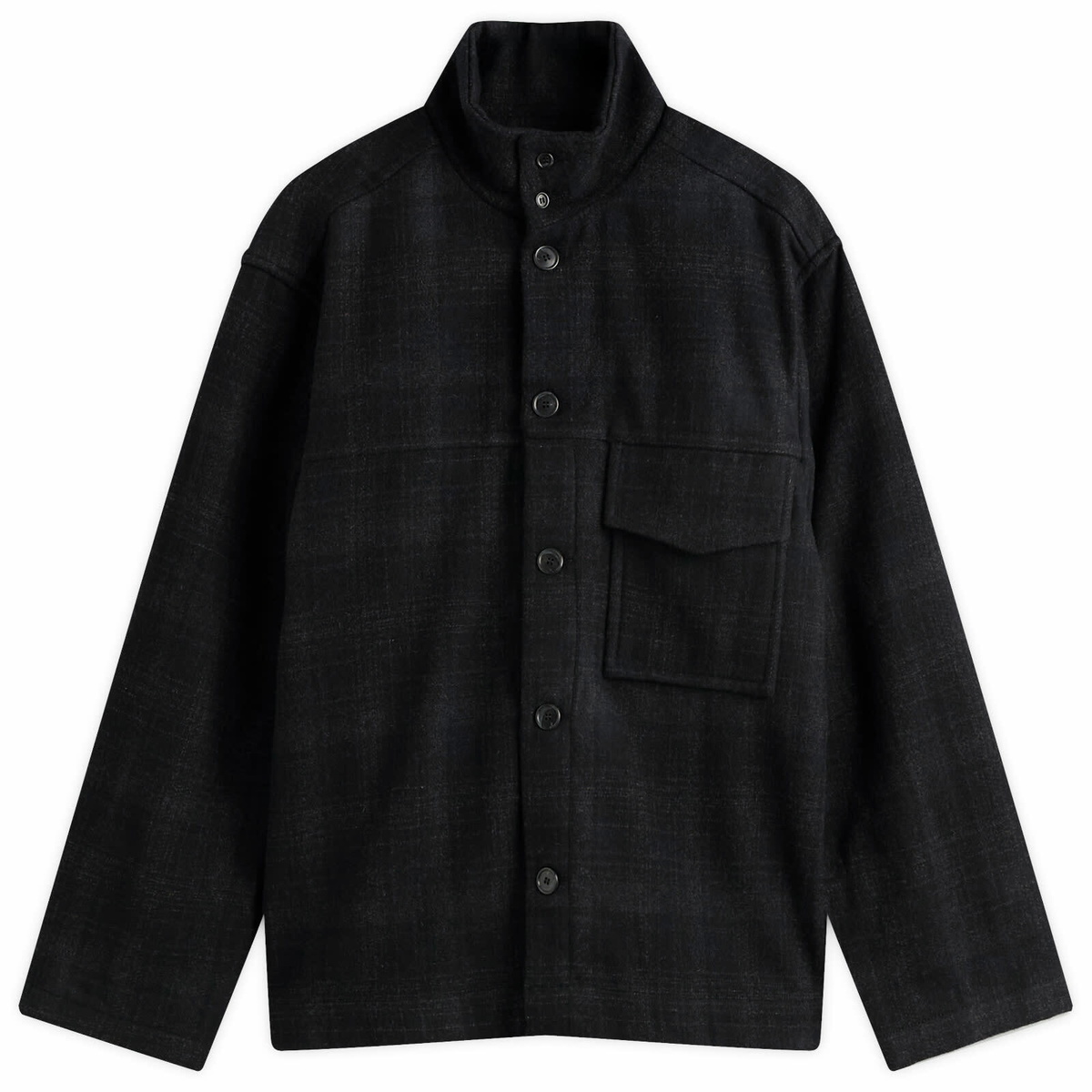 YMC Men's Cruiser Check Shirt Jacket in Black/Charcoal