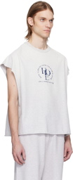 Alexander Wang Gray Distressed Logo Oversized Muscle T-shirt