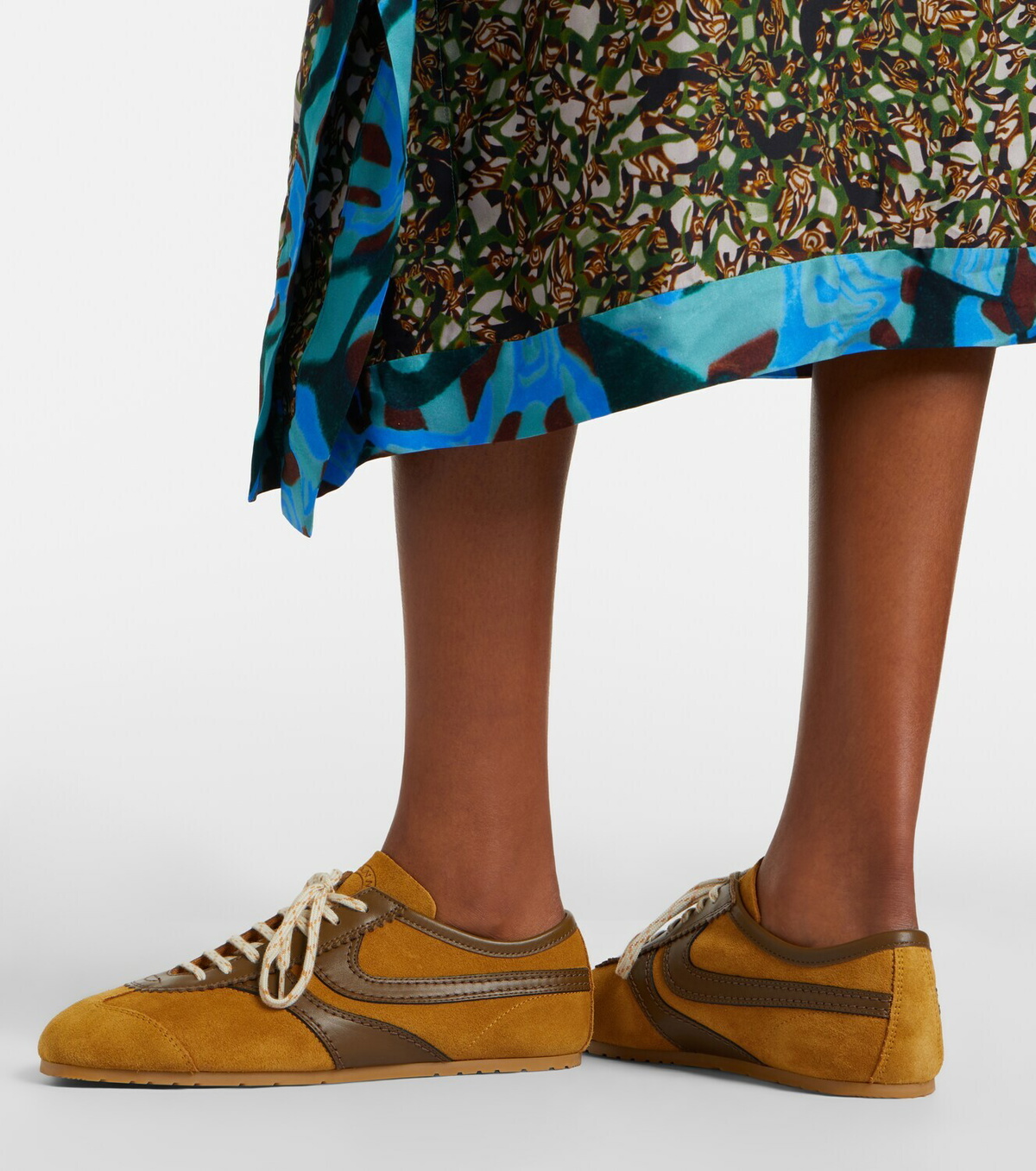Dries Van Noten Leather-trimmed suede sneakers