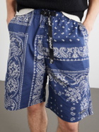 KAPITAL - Easy Straight-Leg Belted Bandana-Print Cotton Shorts - Blue