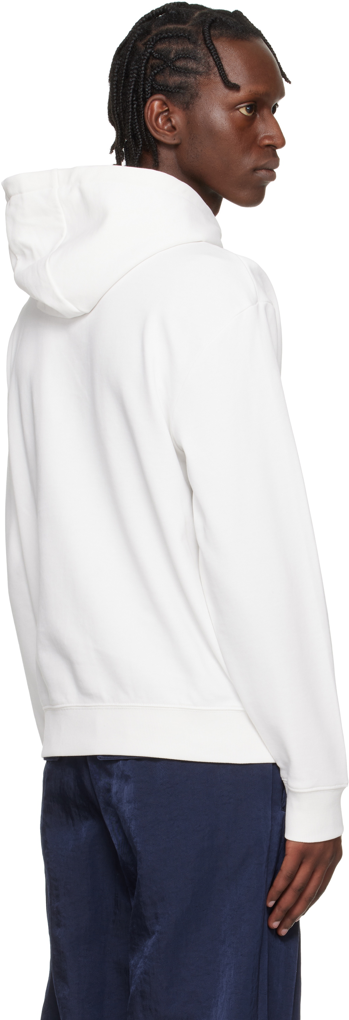 Hugo White Relaxed-Fit Logo Print Hoodie