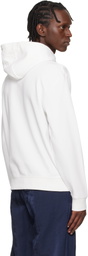 Hugo White Relaxed-Fit Logo Print Hoodie