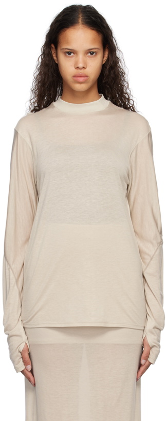Photo: POST ARCHIVE FACTION (PAF) Beige Paneled Long Sleeve T-Shirt