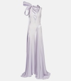McQueen Bow-detail satin-paneled silk gown