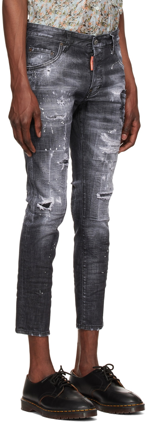 Dsquared2 Black Ripped Wash Skater Jeans Dsquared2