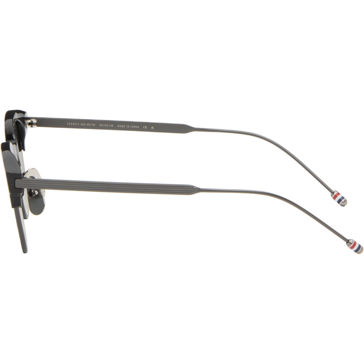 Thom Browne Black Acetate & Titanium Oval Sunglasses