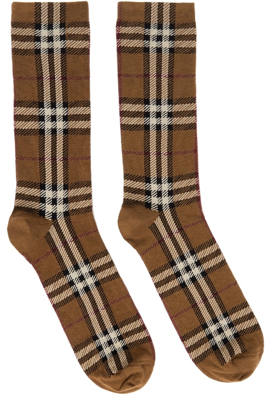 Photo: Burberry Brown Intarsia Check Socks