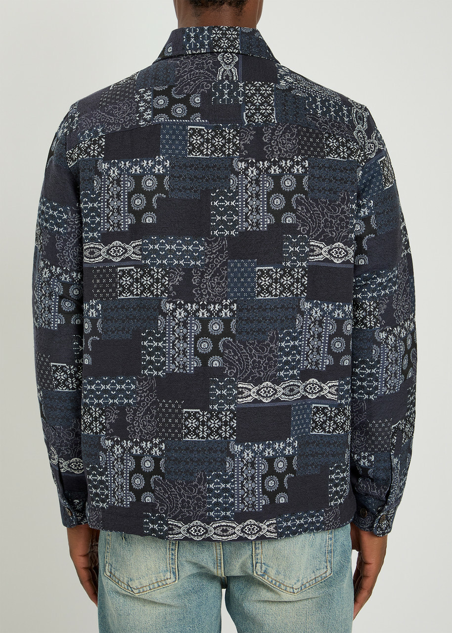 Les Deux Layton Jacquard Woven Overshirt Blue