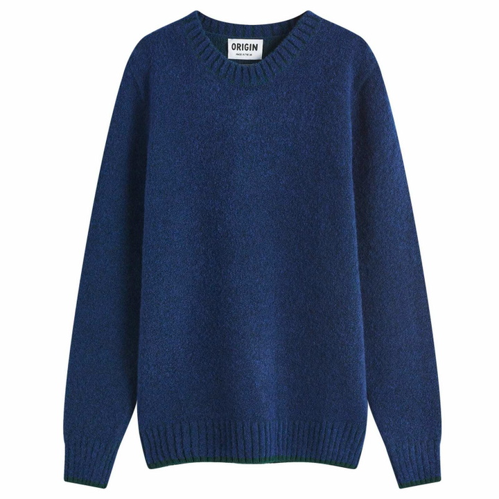 Photo: Country Of Origin Men's Picadilly Tipped Knit Jumper in Peekablue