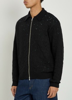 Vowels Open-knit Cotton and Cashmere-blend Cardigan Black