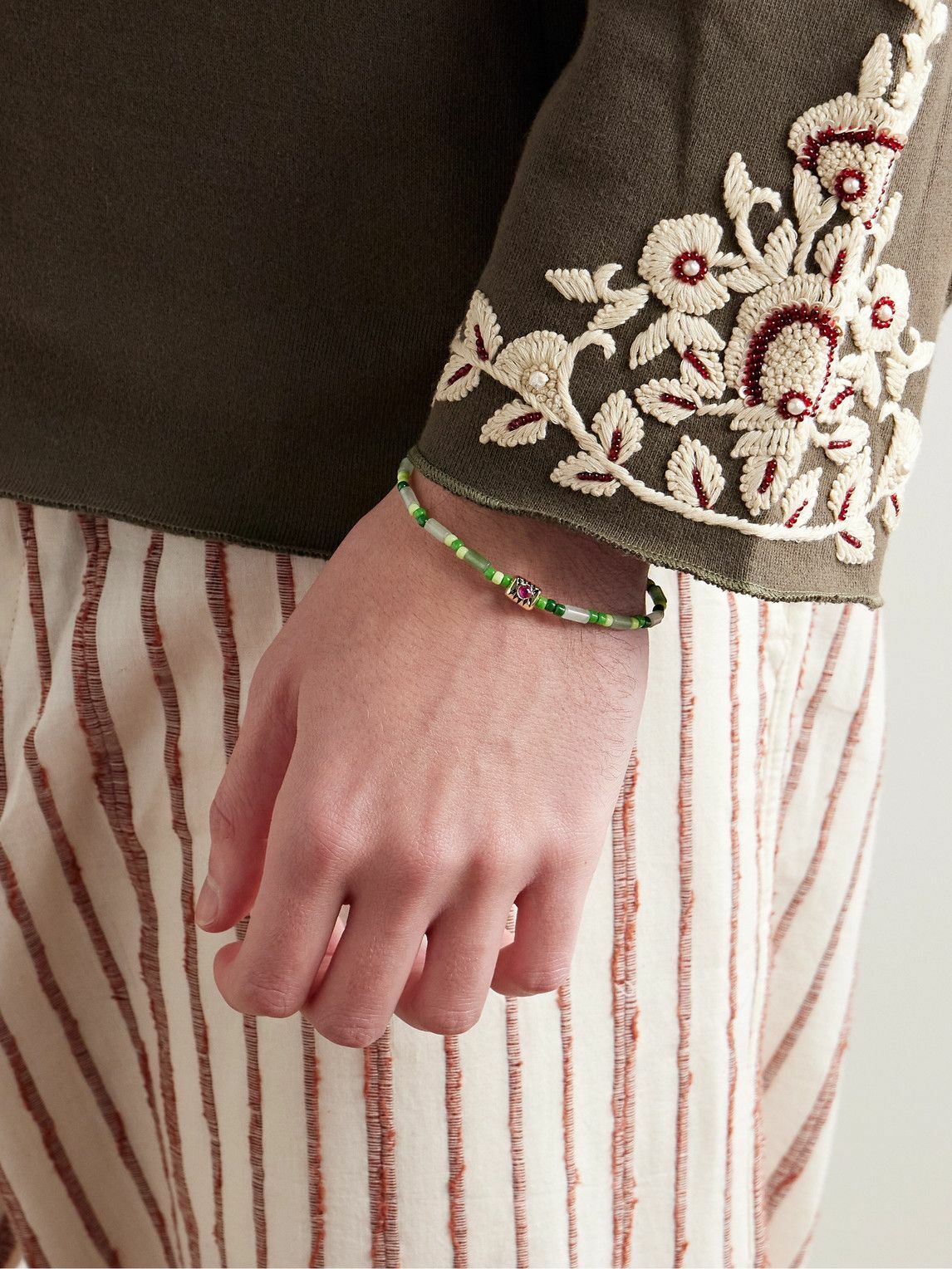 Luis Morais - Glass, Gold and Sapphire Beaded Bracelet