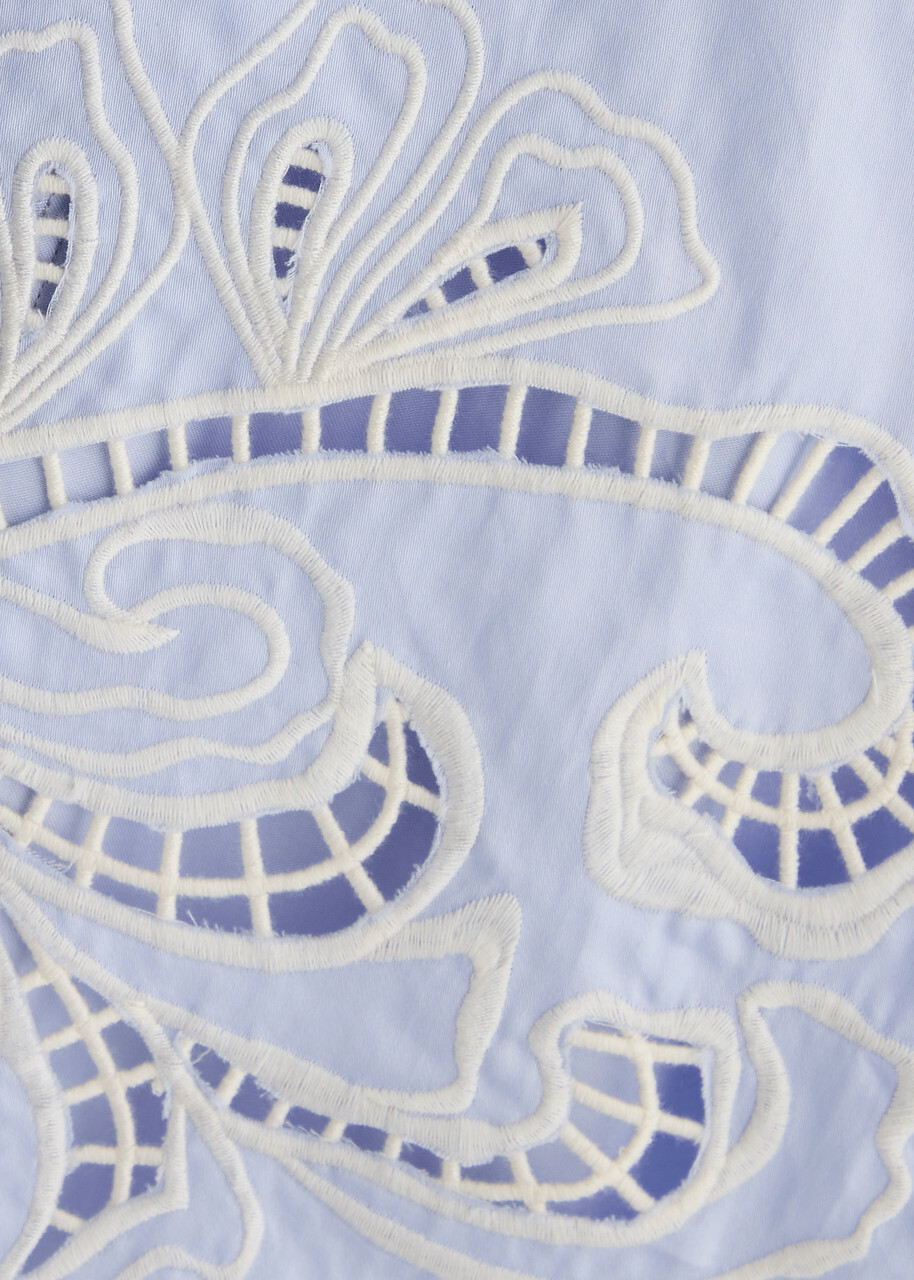 Lug Von Siga Keira Broderie Anglaise Cotton Poplin Blouse Blue
