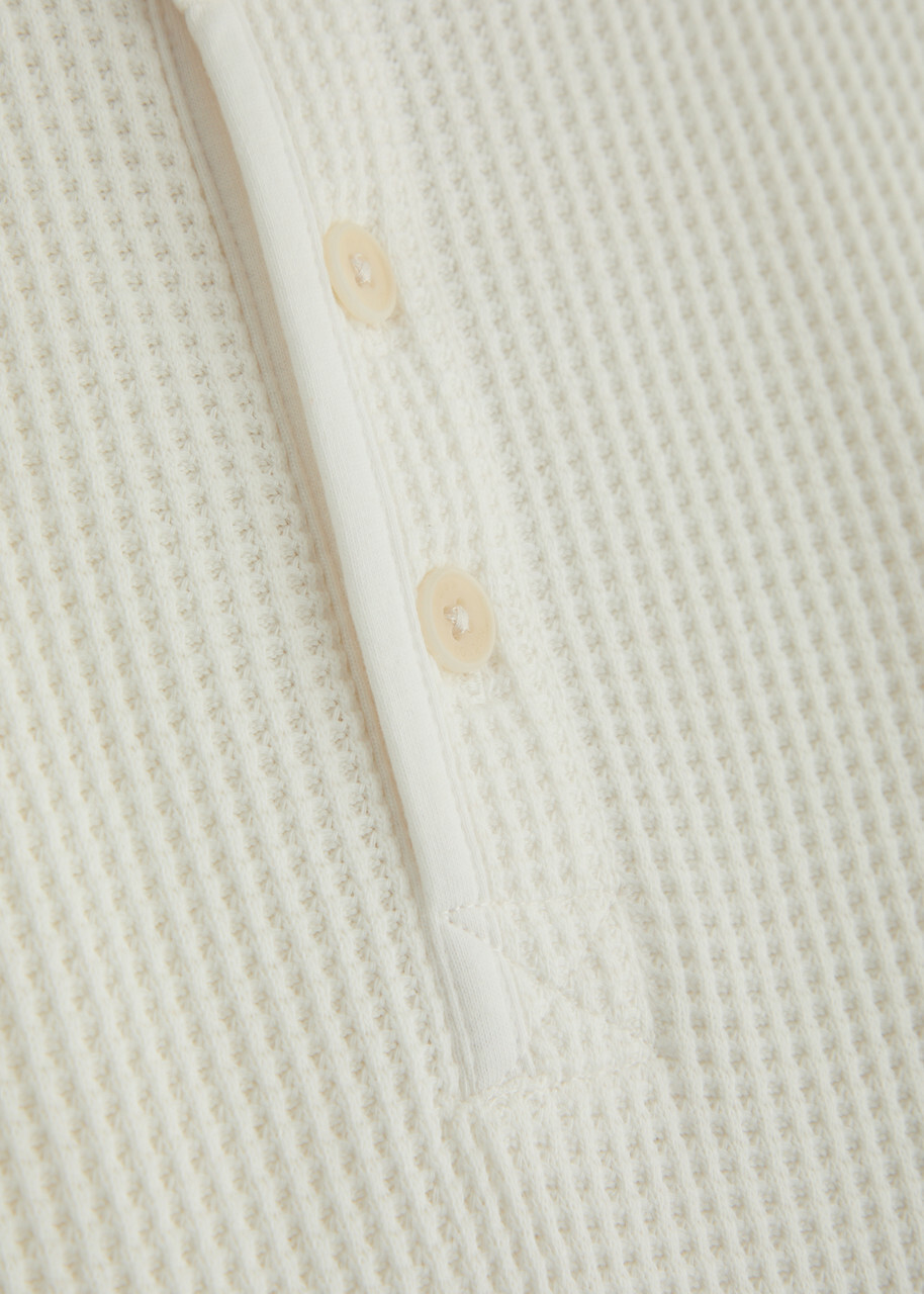 Wax London Halton Waffle Cotton Henley T-shirt Cream