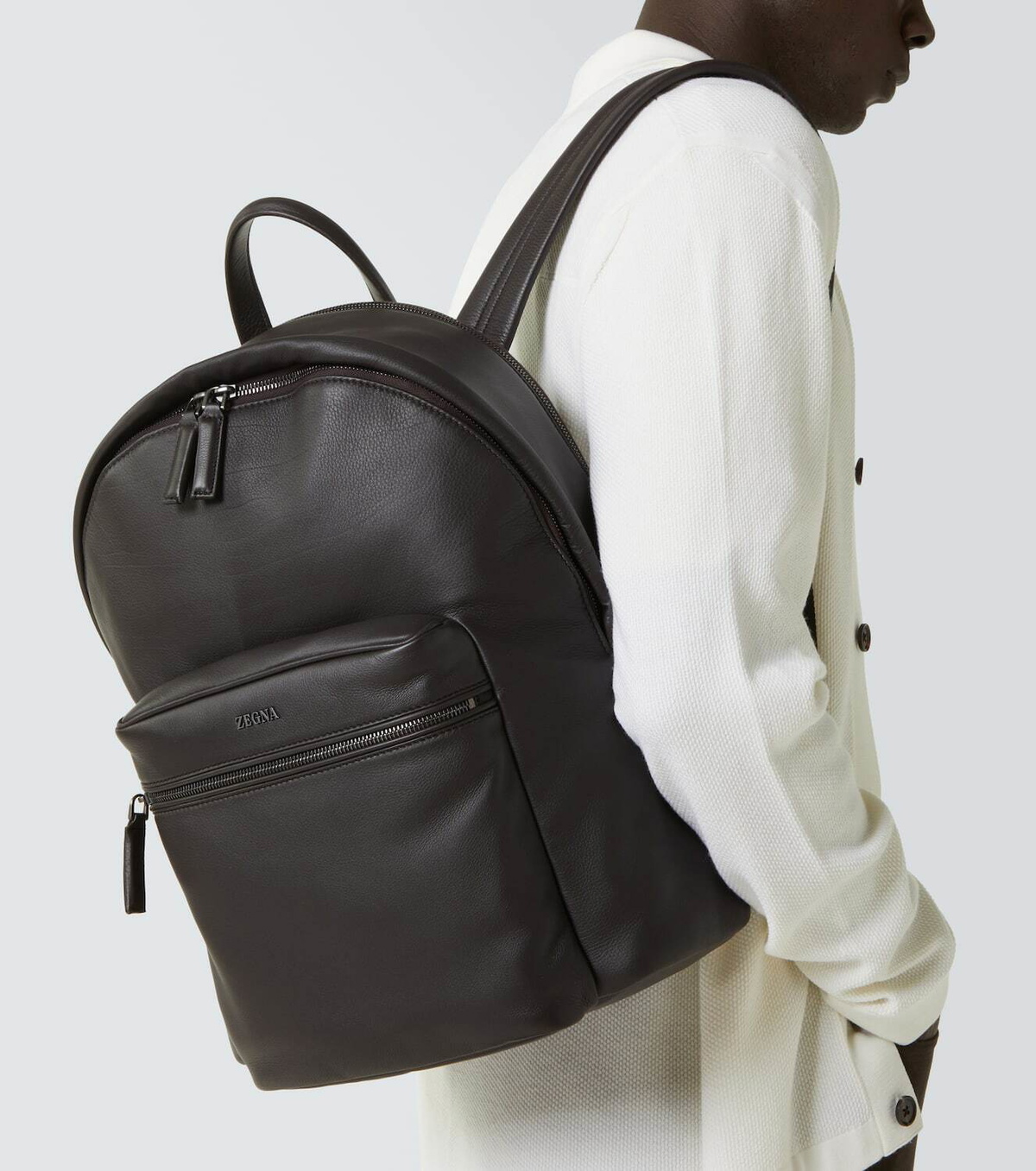 Zegna Secondskin Hoodie leather backpack