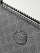 GUCCI - Leather-Trimmed Monogrammed Coated-Canvas Pouch