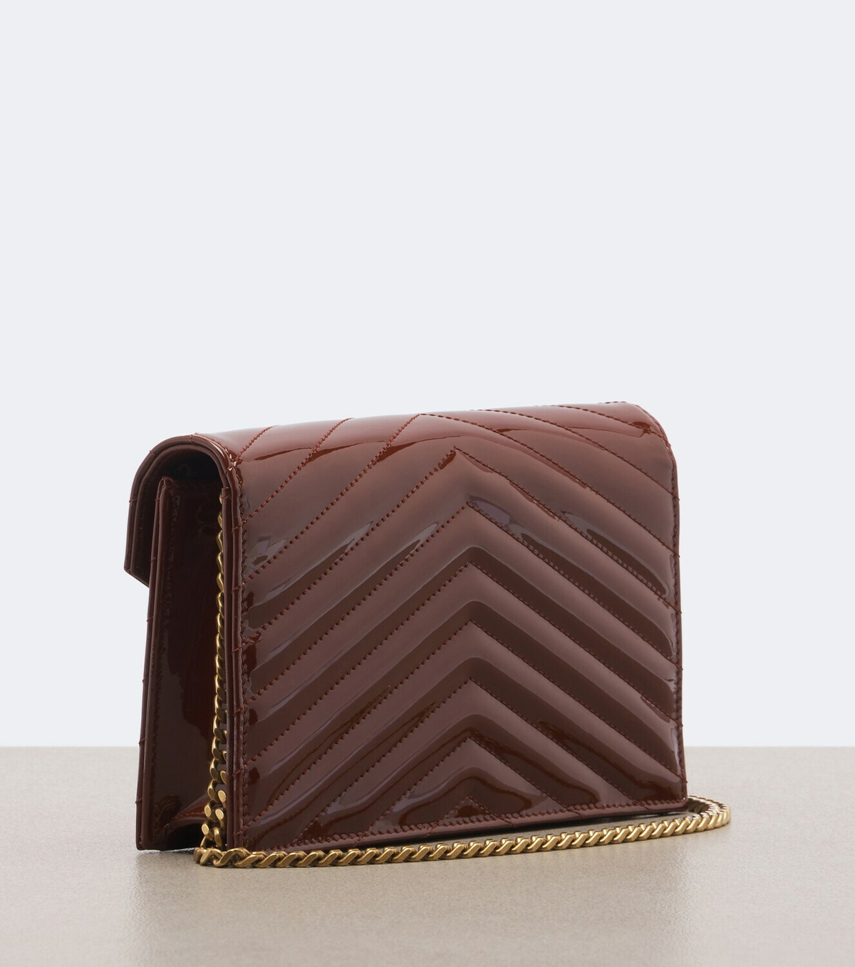 Saint Laurent Cassandre matelassé leather wallet on chain